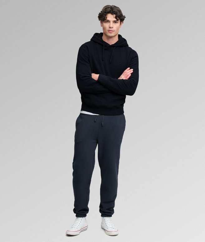 Superdry Essential SD Co Logo Hoodie Dark Navy. Mens Relaxed fit hoodie with Drawstring overhead hood design and Large front pocket with Ribbed cuffs and hem and Small embroidered logo on chest. Material: 60% Cotton & 40% Recycled Polyester