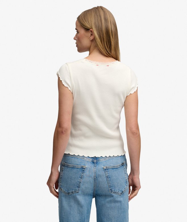 Superdry Essential Square Neck Short Sleeve T-Shirt Off White