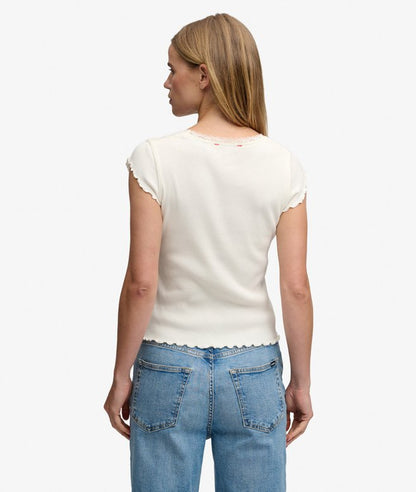 Superdry Essential Square Neck Short Sleeve T-Shirt Off White