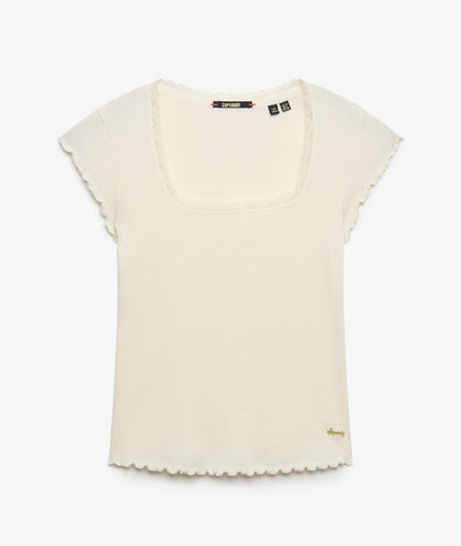 Superdry Essential Square Neck Short Sleeve T-Shirt Off White