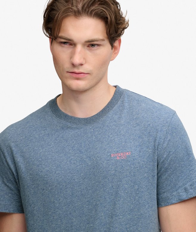 Superdry Essential Stacked Logo Embroidered T-shirt Bay Blue Marl/Pink