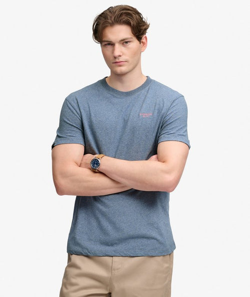 Superdry Essential Stacked Logo Embroidered T-shirt Bay Blue Marl/Pink