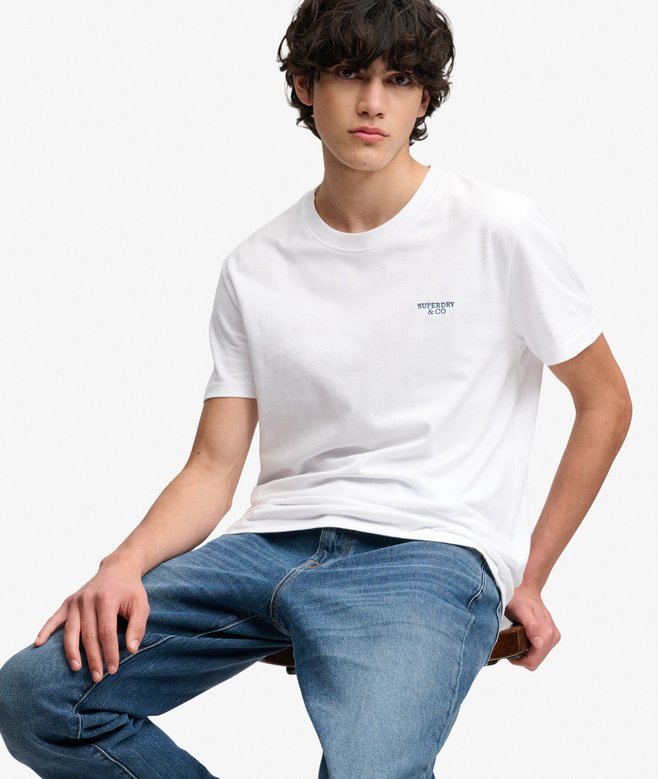 Superdry Essential Stacked Logo Embroidered T-shirt Optic/Navy