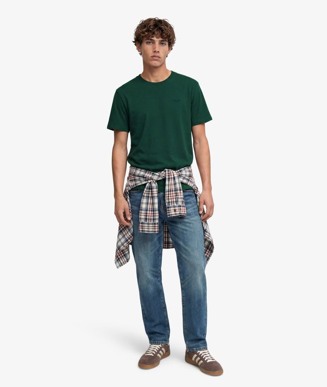Superdry Essential Stacked Logo Embroidered T-shirt Pitch Green Marl/Pure Navy