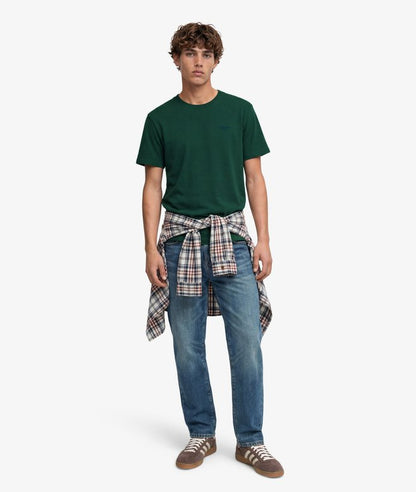 Superdry Essential Stacked Logo Embroidered T-shirt Pitch Green Marl/Pure Navy