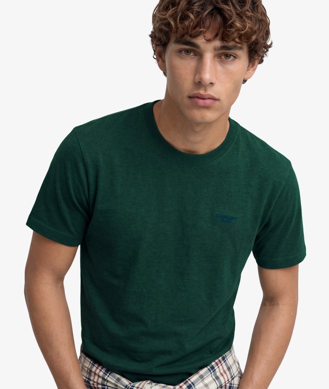 Superdry Essential Stacked Logo Embroidered T-shirt Pitch Green Marl/Pure Navy