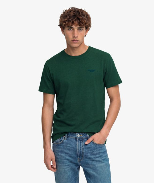 Superdry Essential Stacked Logo Embroidered T-shirt Pitch Green Marl/Pure Navy