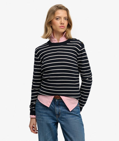 Superdry Lightweight Essential Jumper Optic Eclipse Navy Stripe