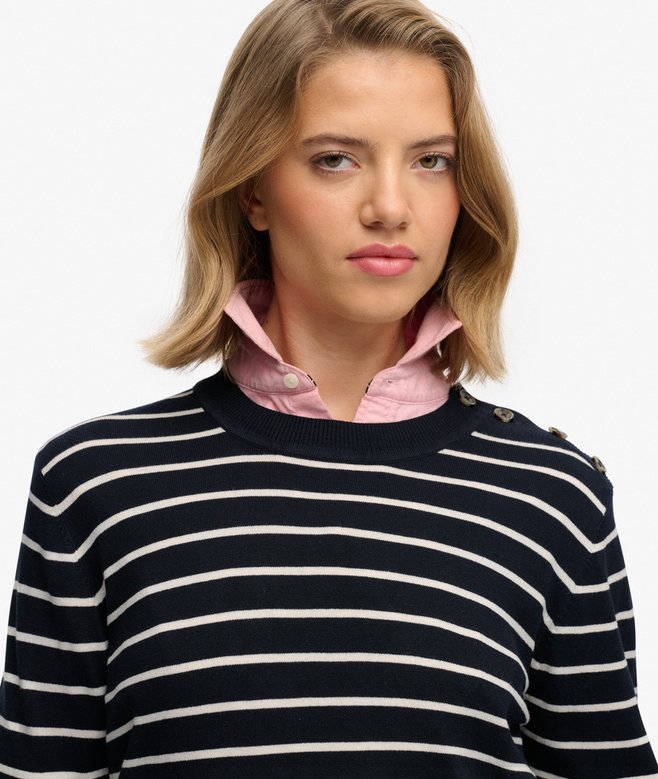 Superdry Lightweight Essential Jumper Optic Eclipse Navy Stripe