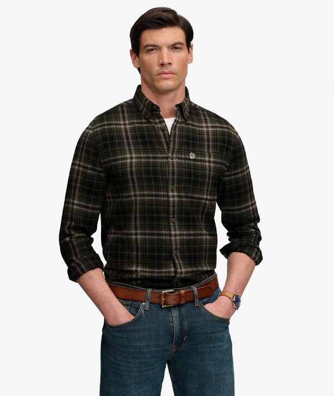 Superdry Long Sleeve Cotton Lumberjack Shirt Frontier Check Olive Green