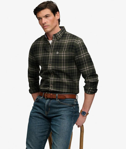 Superdry Long Sleeve Cotton Lumberjack Shirt Frontier Check Olive Green