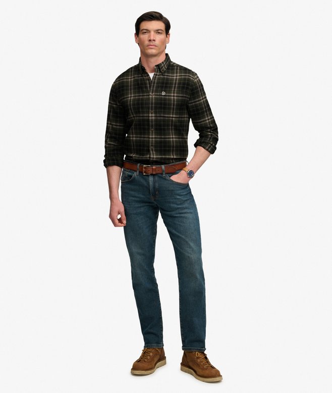 Superdry Long Sleeve Cotton Lumberjack Shirt Frontier Check Olive Green Mens casual shirt in Relaxed fit with Single collar with button fastening and a single chest pocket that's Lightly brushed material Material: 100% Organic Cotton