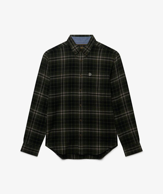 Superdry Long Sleeve Cotton Lumberjack Shirt Frontier Check Olive Green Mens casual shirt in Relaxed fit with Single collar with button fastening and a single chest pocket that's Lightly brushed material Material: 100% Organic Cotton