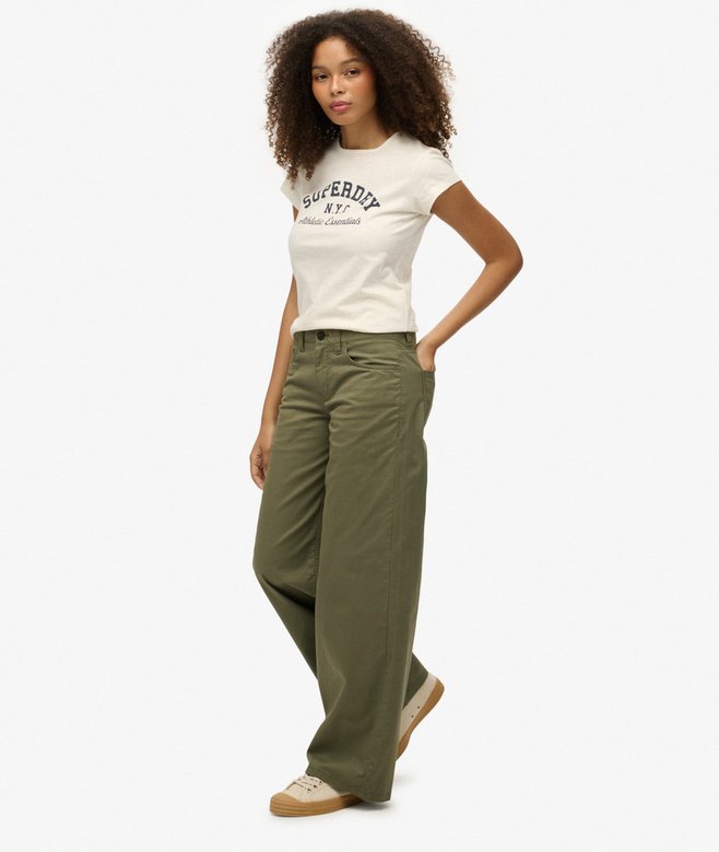 Superdry Mid Rise Baggy Chino Dusty Olive Green