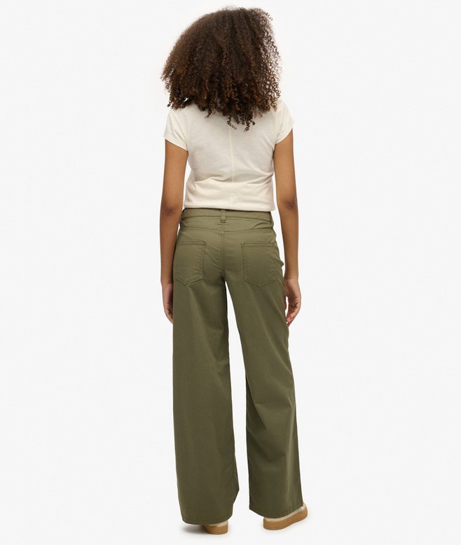 Superdry Mid Rise Baggy Chino Dusty Olive Green