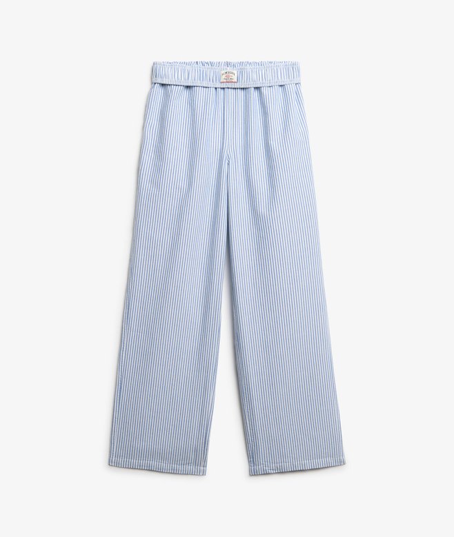 Superdry Organic Cotton Stripe Elasticated Trousers Azure Blue Stripe Oxford