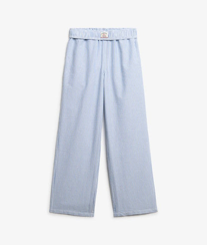 Superdry Organic Cotton Stripe Elasticated Trousers Azure Blue Stripe Oxford