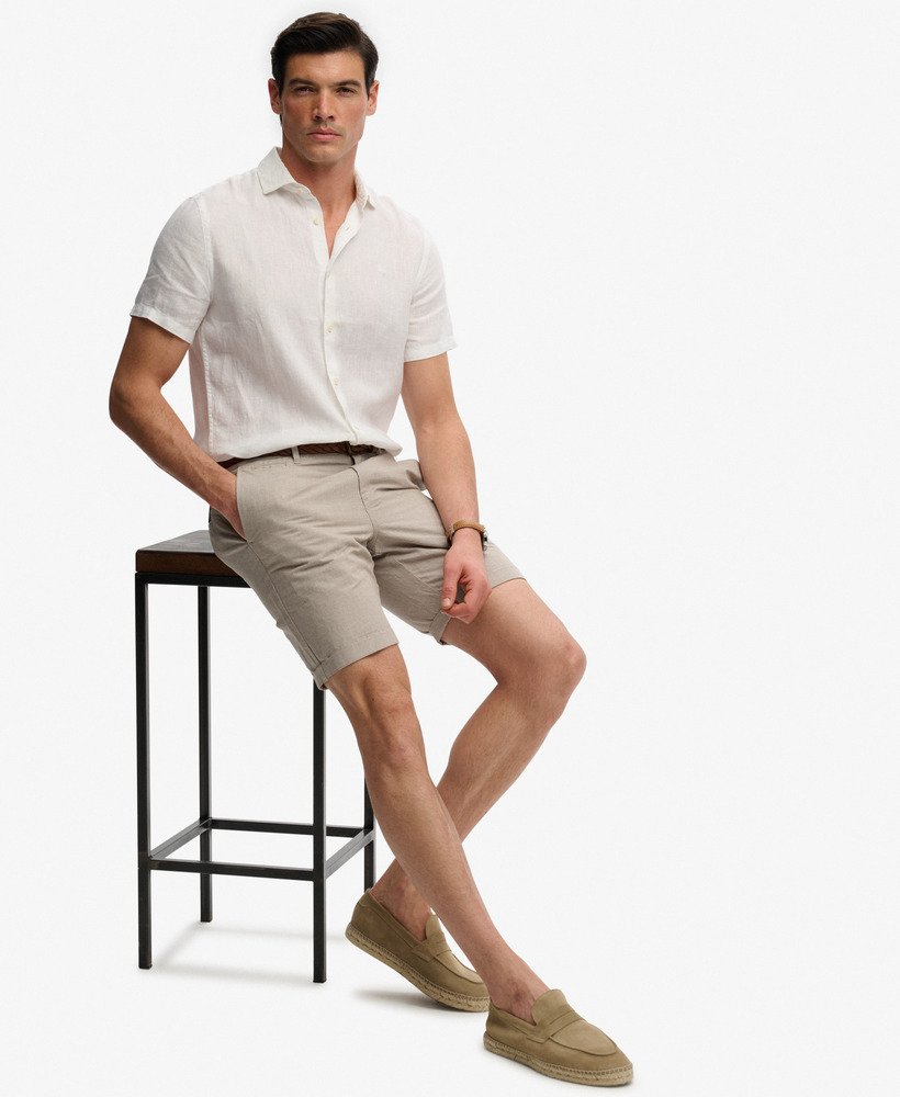 Superdry Premium Textured Chino Shorts Tan Houndstooth