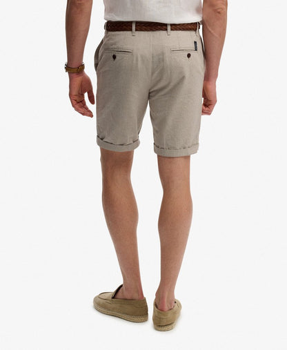 Superdry Premium Textured Chino Shorts Tan Houndstooth