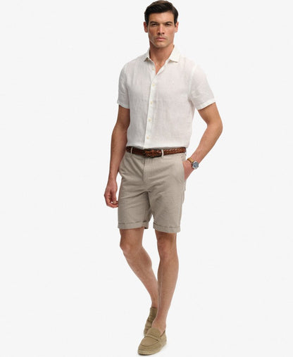 Superdry Premium Textured Chino Shorts Tan Houndstooth