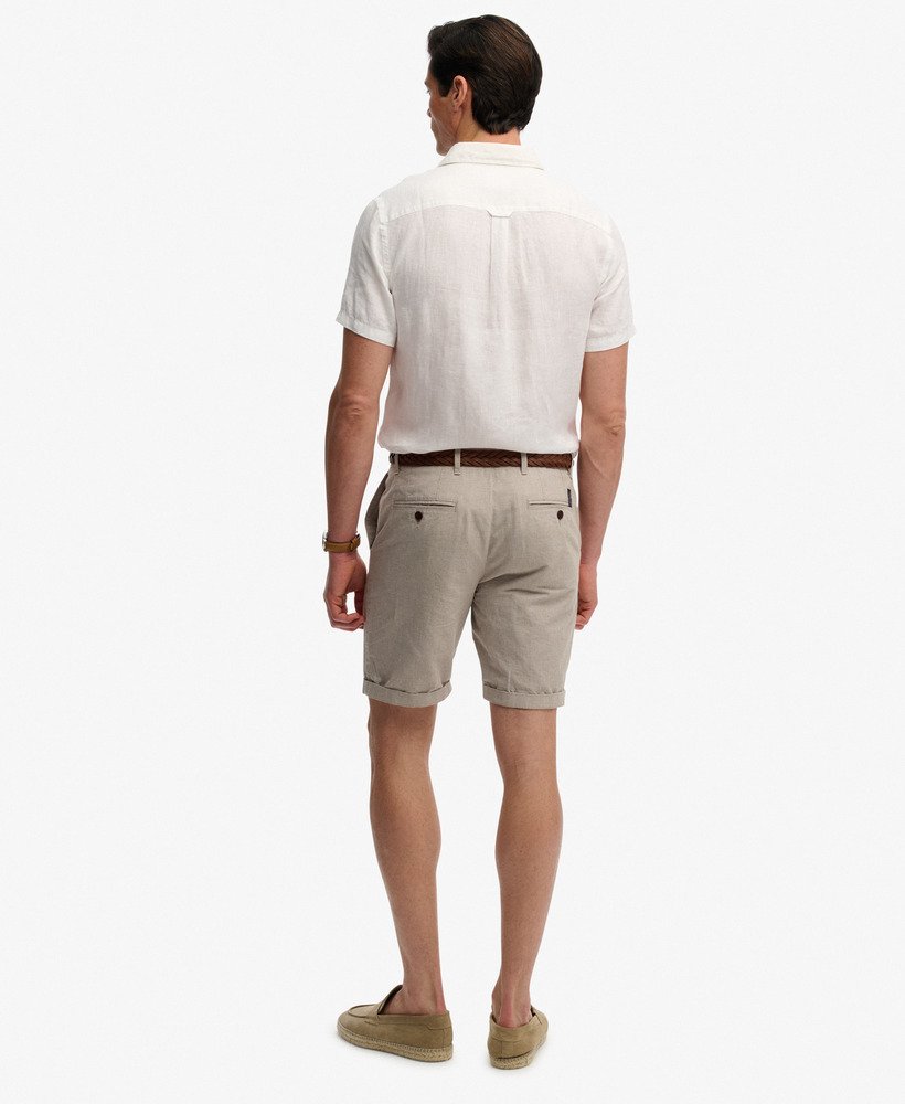Superdry Premium Textured Chino Shorts Tan Houndstooth