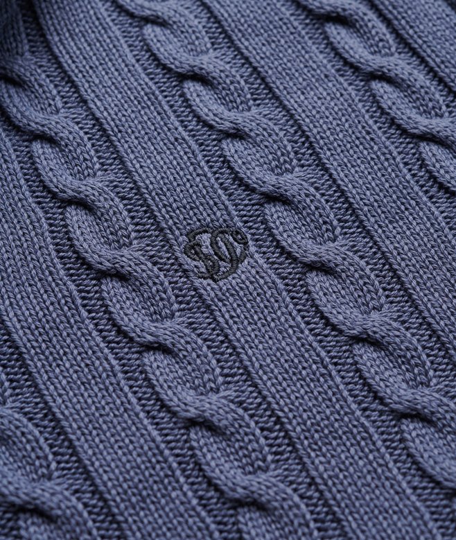 Superdry Preppy Cotton Cable Half Zip Jumper Soft Navy