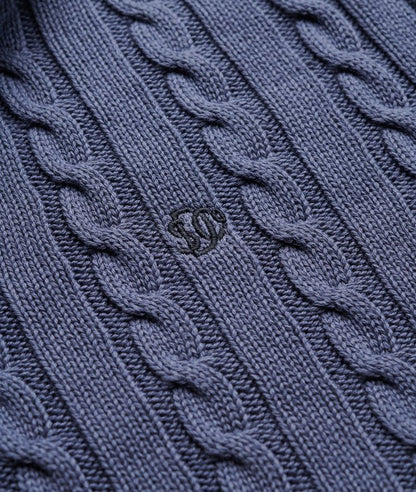 Superdry Preppy Cotton Cable Half Zip Jumper Soft Navy