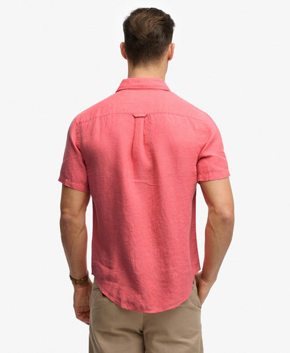 Superdry Riviera Short Sleeve Linen Shirt Coral