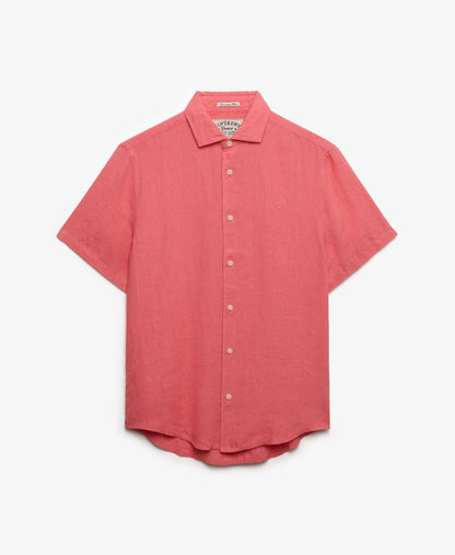 Superdry Riviera Short Sleeve Linen Shirt Coral