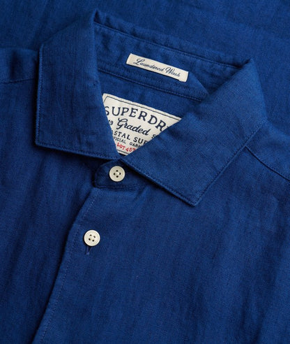 Superdry Riviera Short Sleeve Linen Shirt French Blue