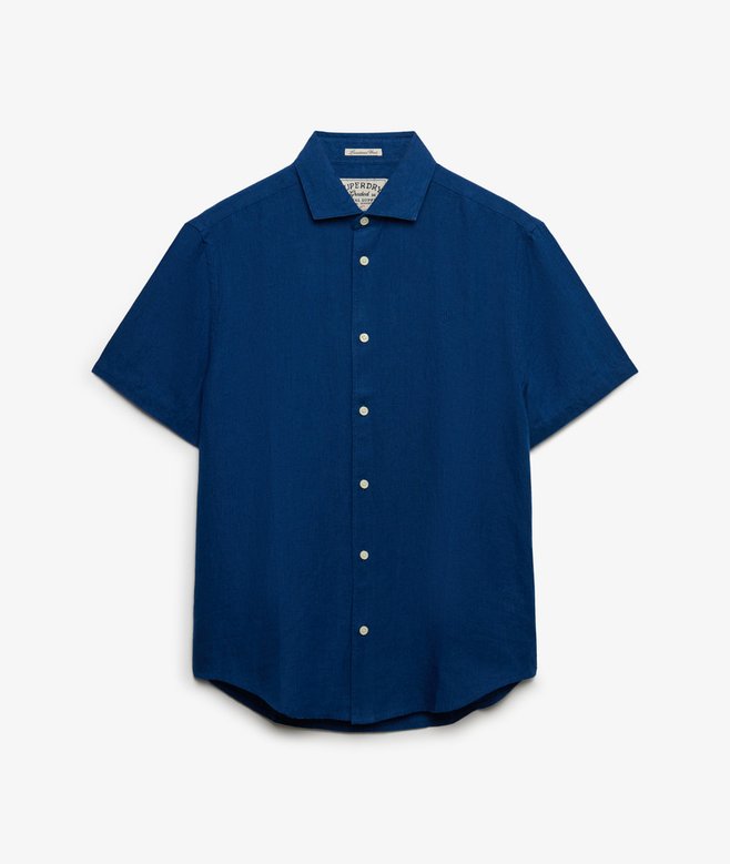 Superdry Riviera Short Sleeve Linen Shirt French Blue