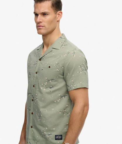 Superdry Short Sleeve Printed Beach Shirt Shibori Blossom Sage