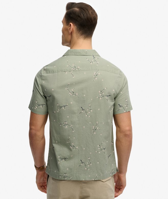 Superdry Short Sleeve Printed Beach Shirt Shibori Blossom Sage