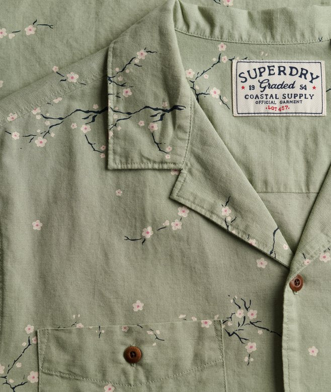 Superdry Short Sleeve Printed Beach Shirt Shibori Blossom Sage