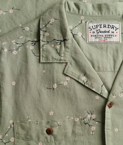 Superdry Short Sleeve Printed Beach Shirt Shibori Blossom Sage