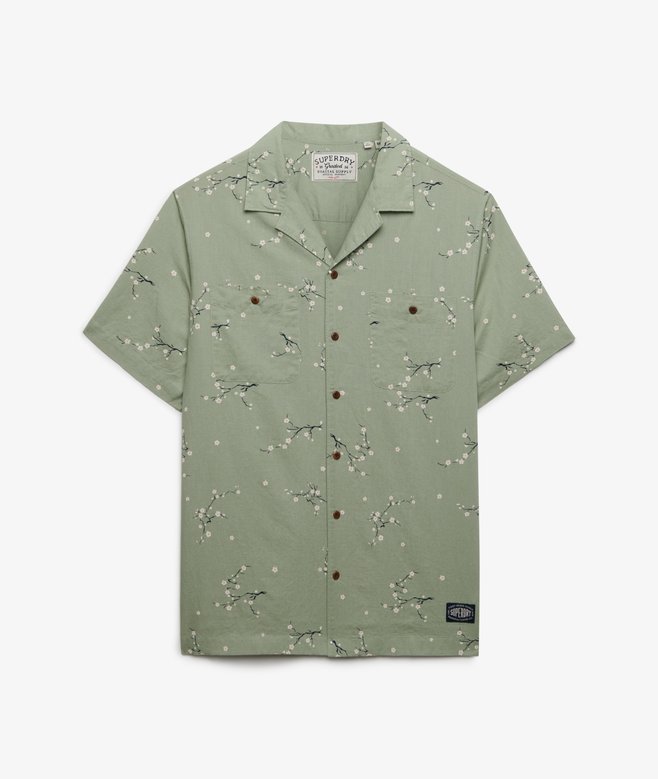 Superdry Short Sleeve Printed Beach Shirt Shibori Blossom Sage