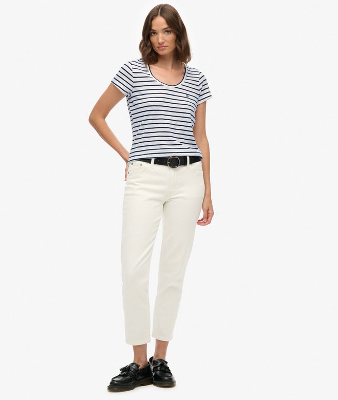 Superdry Studios Scoop Neck T-Shirt Optic/Navy Stripe