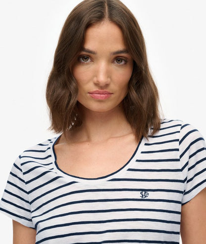 Superdry Studios Scoop Neck T-Shirt Optic/Navy Stripe