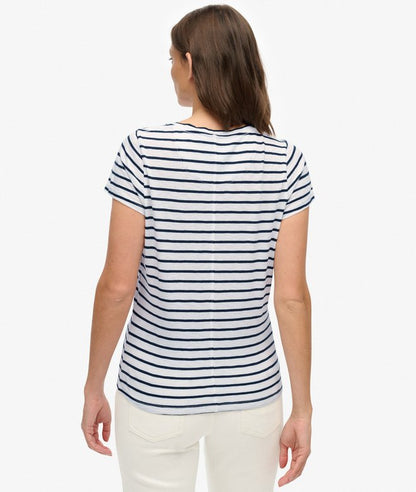 Superdry Studios Scoop Neck T-Shirt Optic/Navy Stripe