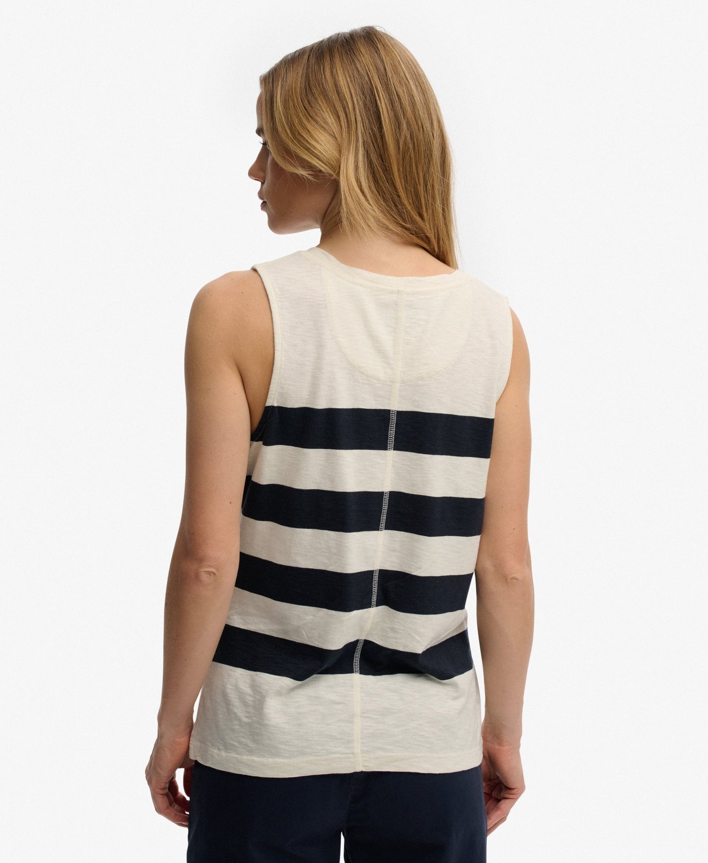Superdry Studios V-Neckline Vest Top Off White/Navy Wide Stripe