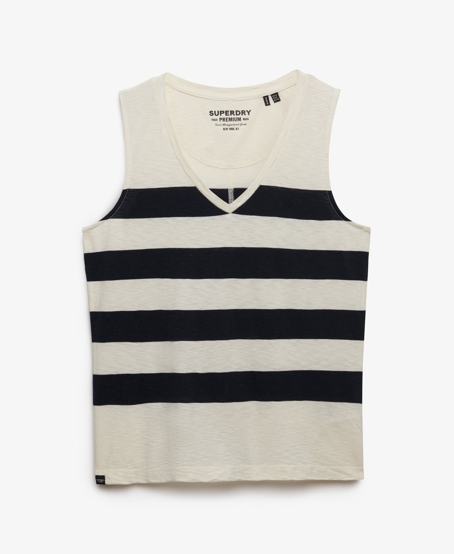 Superdry Studios V-Neckline Vest Top Off White/Navy Wide Stripe