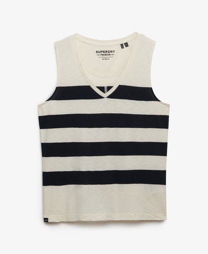 Superdry Studios V-Neckline Vest Top Off White/Navy Wide Stripe