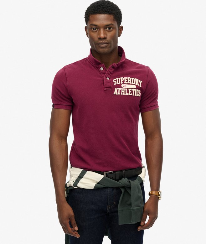 Superdry Vintage Athletic Polo Shirt Rich Burgundy