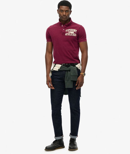 Superdry Vintage Athletic Polo Shirt Rich Burgundy