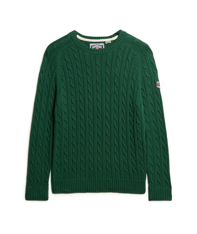 Superdry Slouchy Cable Knit Jumper Dark Green