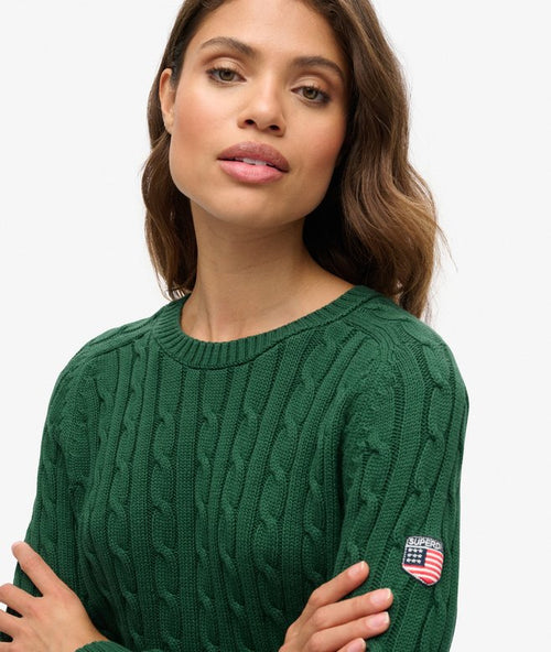 Superdry Slouchy Cable Knit Jumper Dark Green