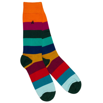 Swole Panda Multi Coloured Block Stripe Socks