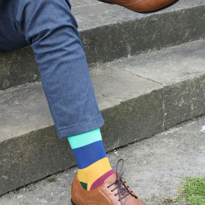 Swole Panda Multi Coloured Block Stripe Socks