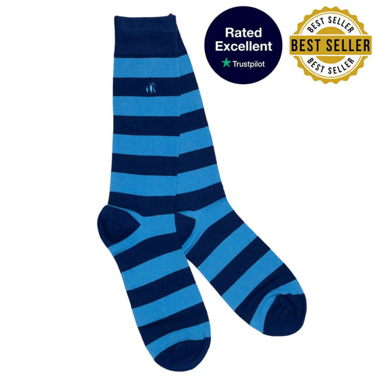 Swole Panda Sky Blue Striped Socks