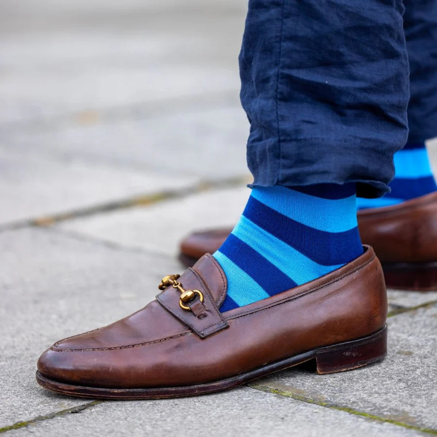 Swole Panda Sky Blue Striped Socks
